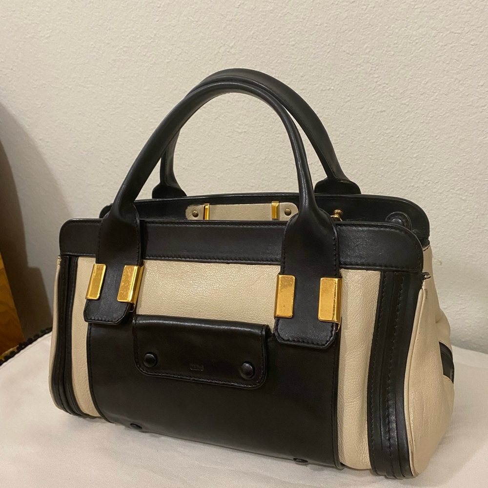 Chloe Black Leather Bag with Gold Zipper